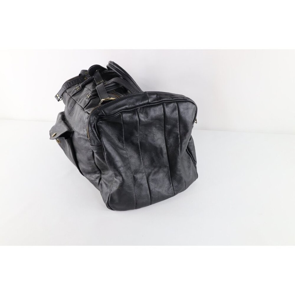 Vintage 90s Streetwear Distressed Soft Leather Duffel Bag Carry On Weekender - Picture 4 of 12